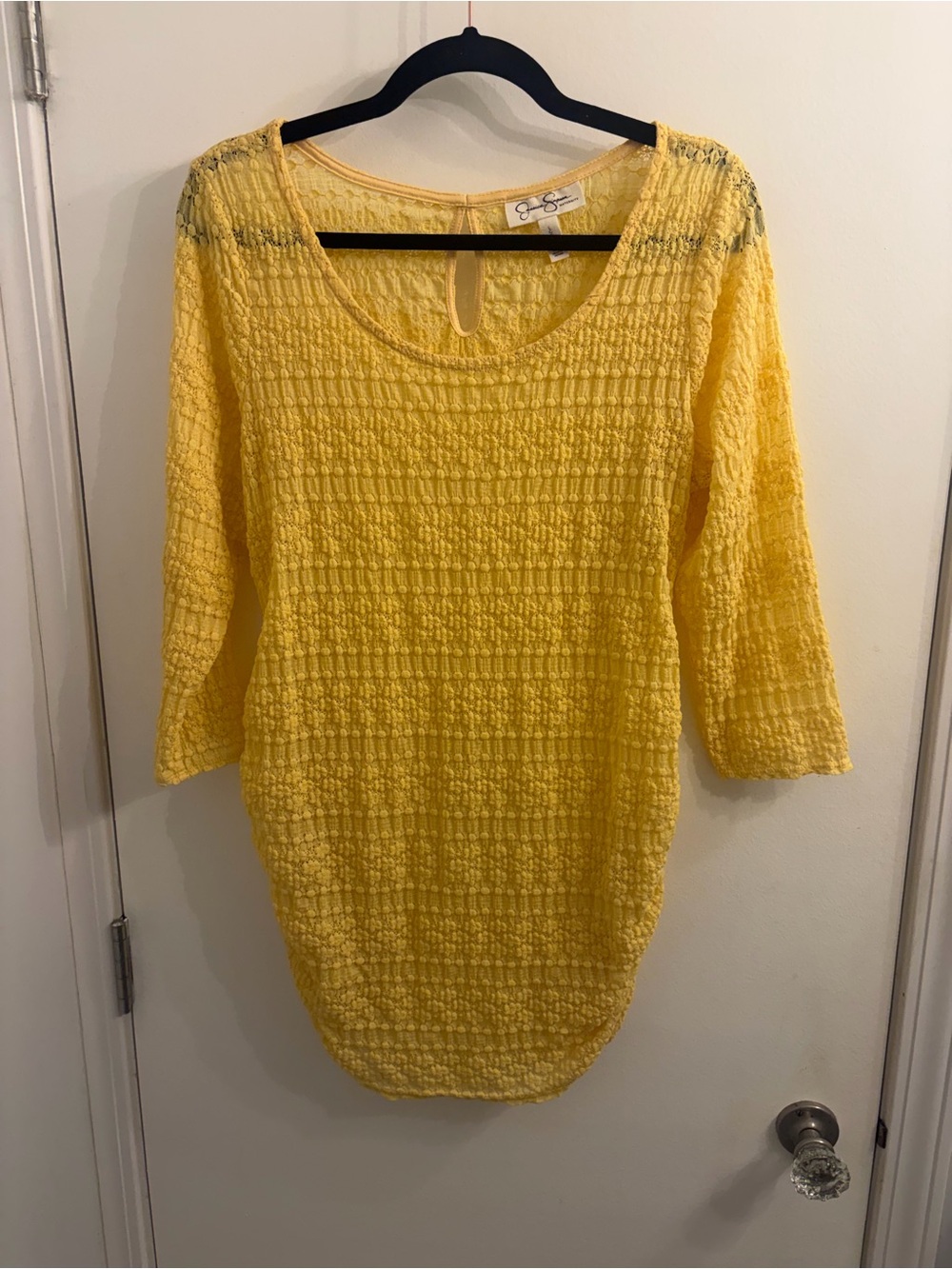 Jessica Simpson Bright Yellow Textured Tunic Maternity Top